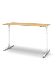 Zit/sta thuiswerkplek afm. 120x80 cm met eiken blad onderstel wit
